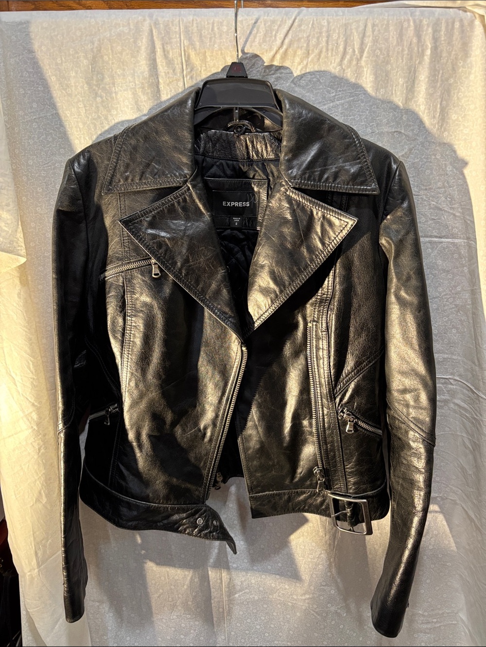 Express Vintage Leather Biker Jacket